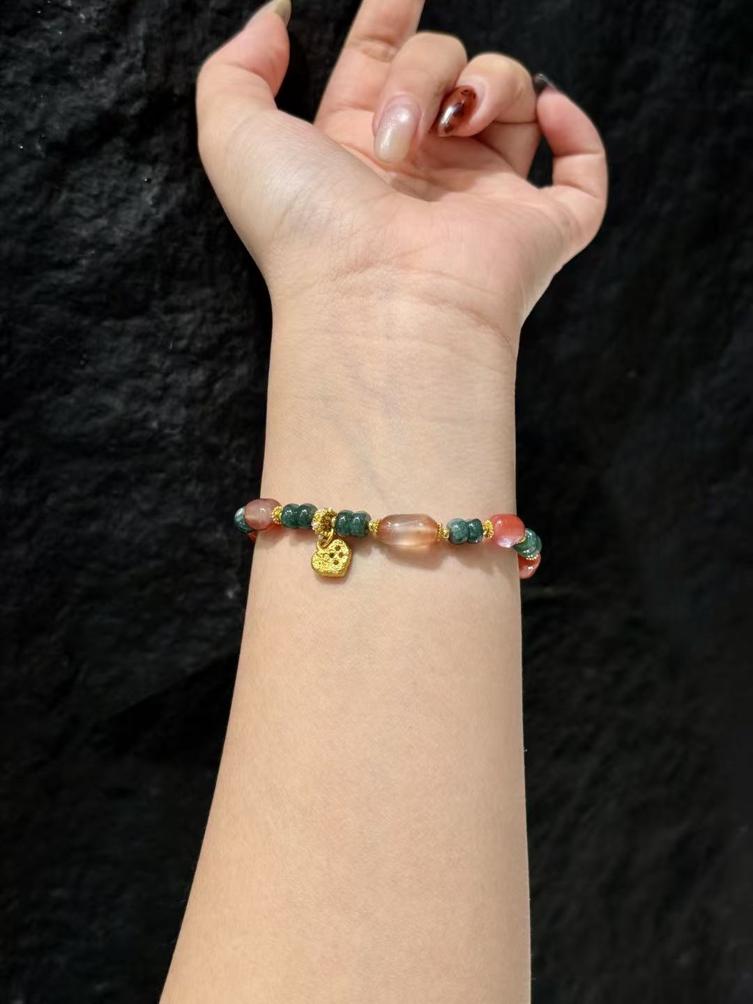 Jade Ember Heart Bracelet 02198