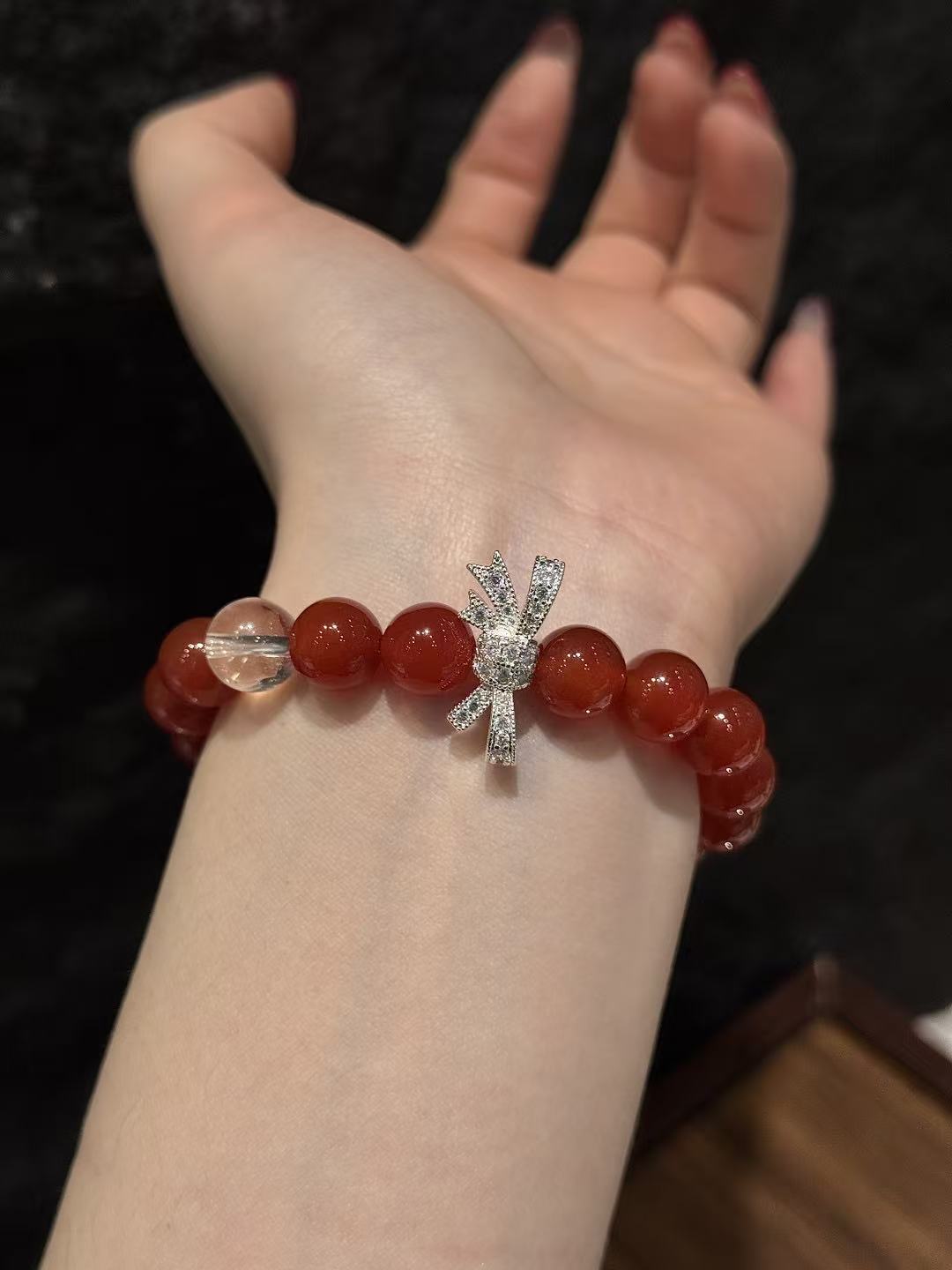 Crimson Elegance Bow Bracelet 02232