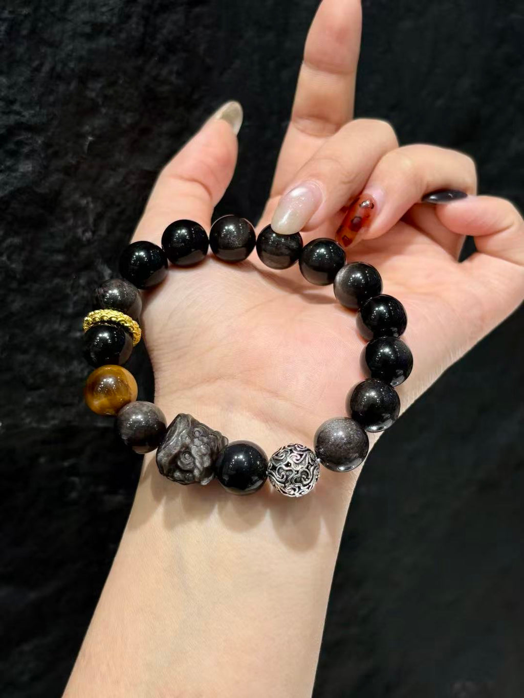 Obsidian Lion Sovereign Bracelet 02170