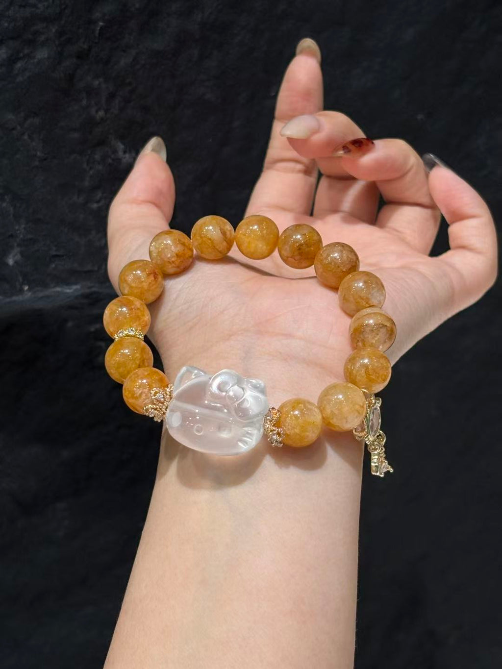 Golden Blossom Cat Charm Bracelet 02182