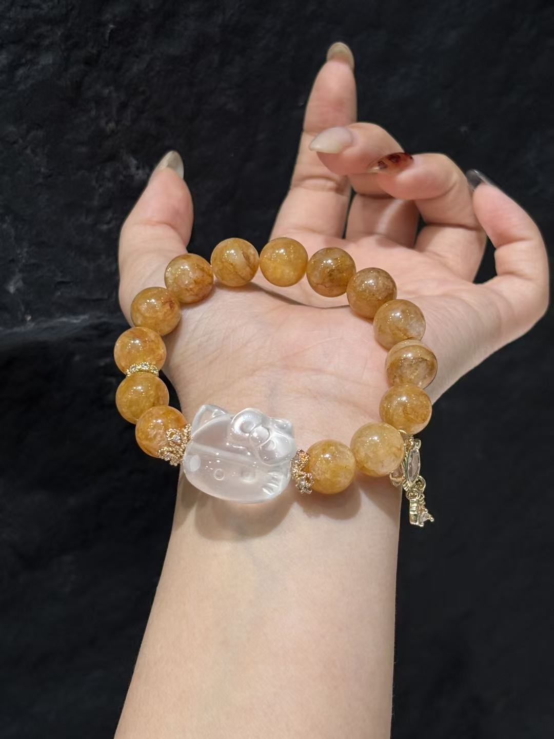 Golden Blossom Cat Charm Bracelet 02182