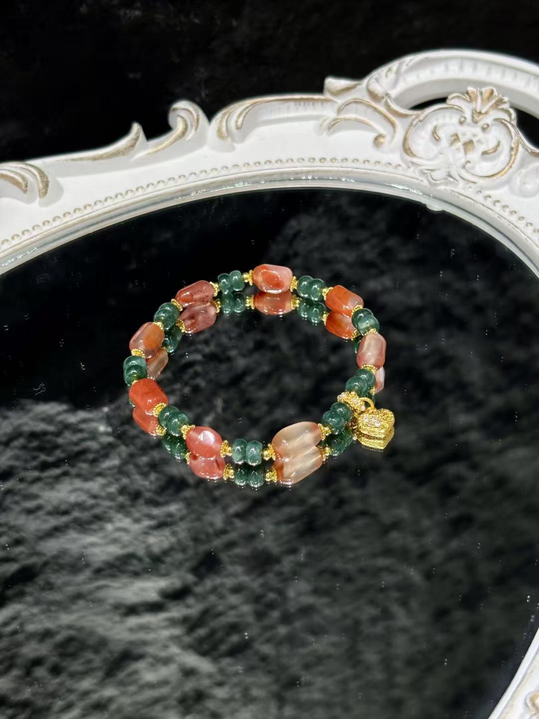 Jade Ember Heart Bracelet 02198
