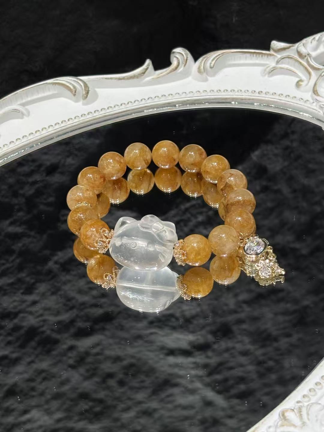 Golden Blossom Cat Charm Bracelet 02182