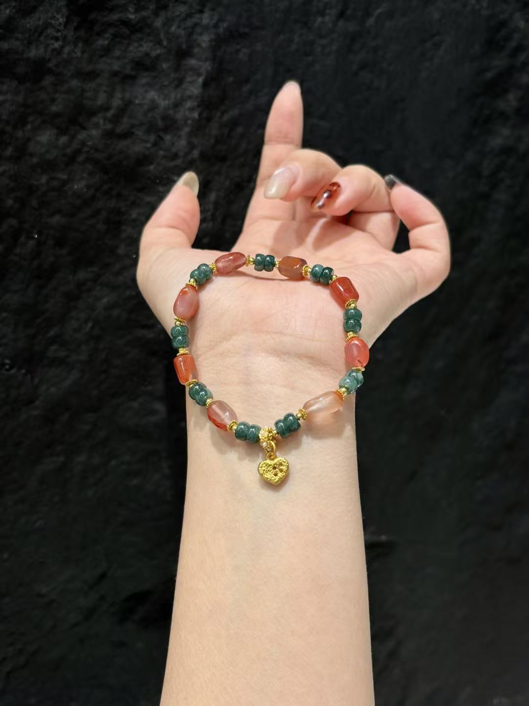 Jade Ember Heart Bracelet 02198